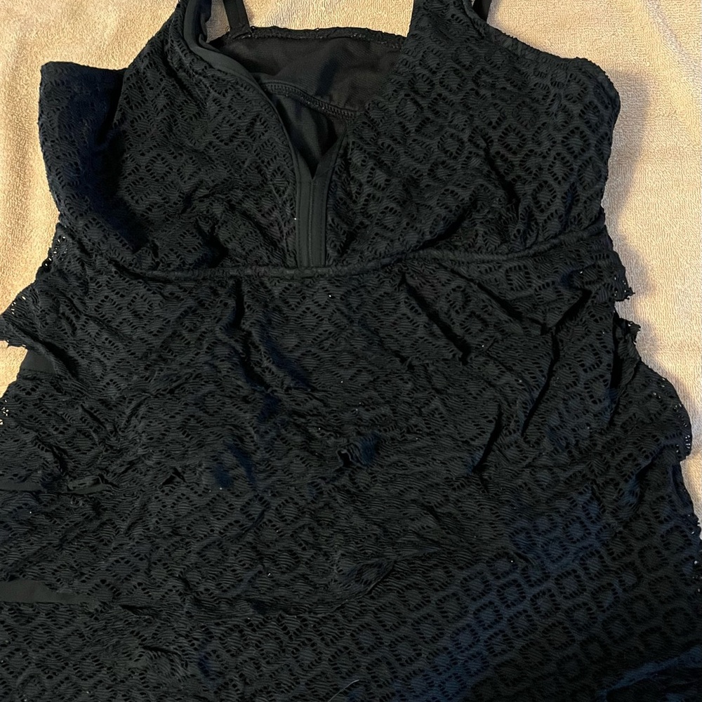 SHEIN Black Lace One-Piece Swimsuit